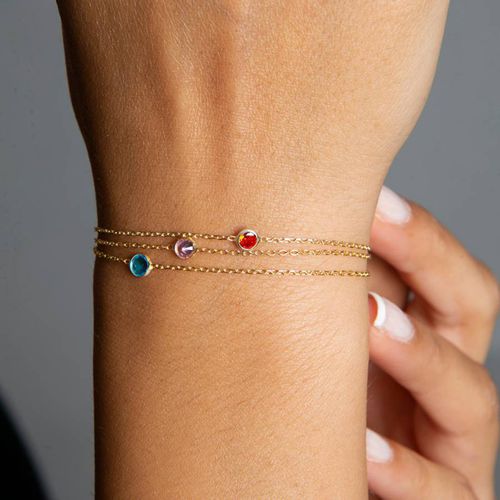 Gold Multi Gem Bracelet - Elika - Modalova