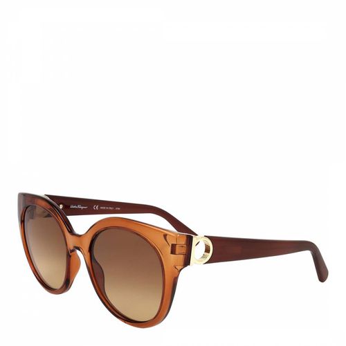 Crystal Caramel Round Sunglasses 53mm - Ferragamo - Modalova