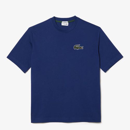 Dark Blue Crew Neck Cotton T-Shirt - Lacoste - Modalova