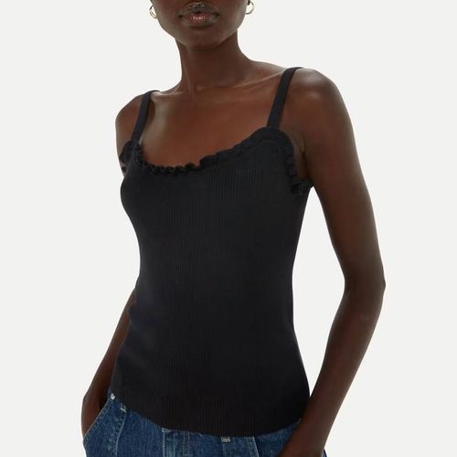 Black Frill Trim Cotton Blend Vest - WHISTLES - Modalova