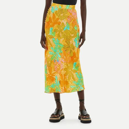 Yellow Palm Floral Side Button Skirt - WHISTLES - Modalova