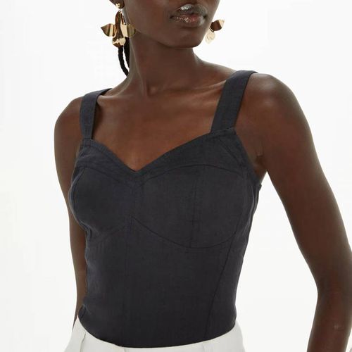 Black Lola Bustier Linen Blend Top - WHISTLES - Modalova