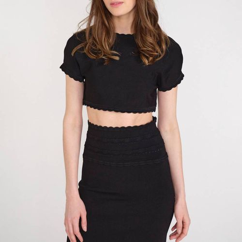 Black Cropped Short Sleeve Top - Victoria Beckham - Modalova