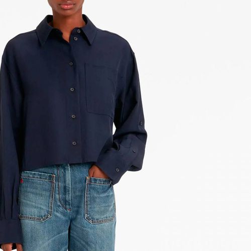 Dark Blue Cropped Shirt - Victoria Beckham - Modalova