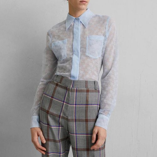 Pale Blue Lace Fitted Shirt - Victoria Beckham - Modalova