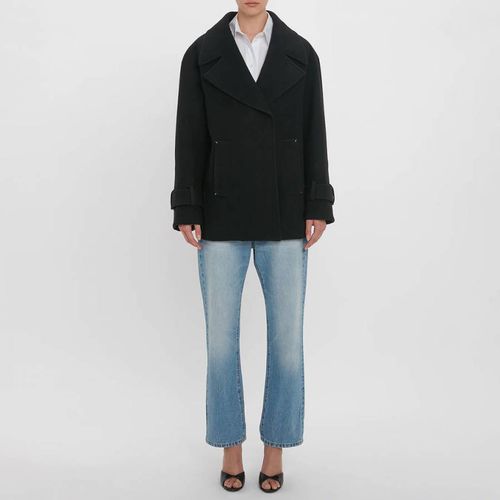 Black Oversized Pea Coat - Victoria Beckham - Modalova