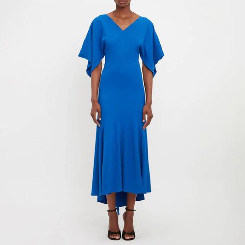 Blue V-Neck Bias Godet Dress - Victoria Beckham - Modalova