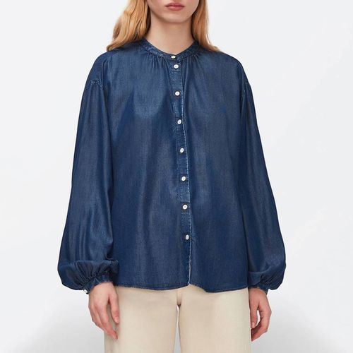 Dark Blue Puff Sleeve Blouse - 7 For All Mankind - Modalova