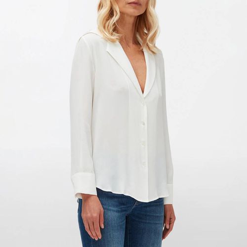 White V-Neck Silk Shirt - 7 For All Mankind - Modalova