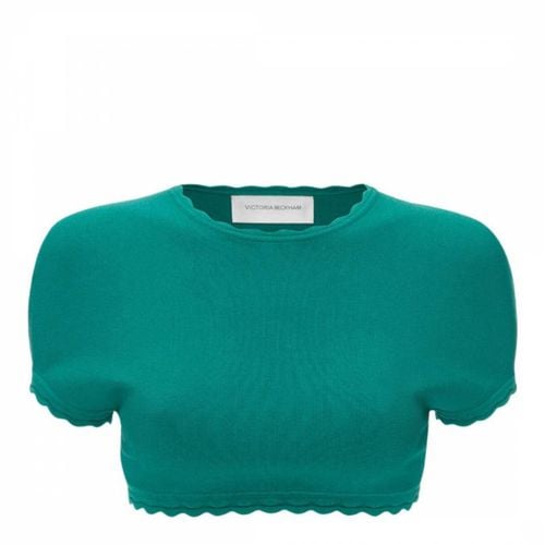 Teal Cropped Short Sleeve Top - Victoria Beckham - Modalova