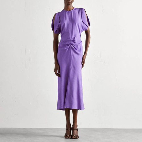 Purple Gathered Waist Midi Dress - Victoria Beckham - Modalova