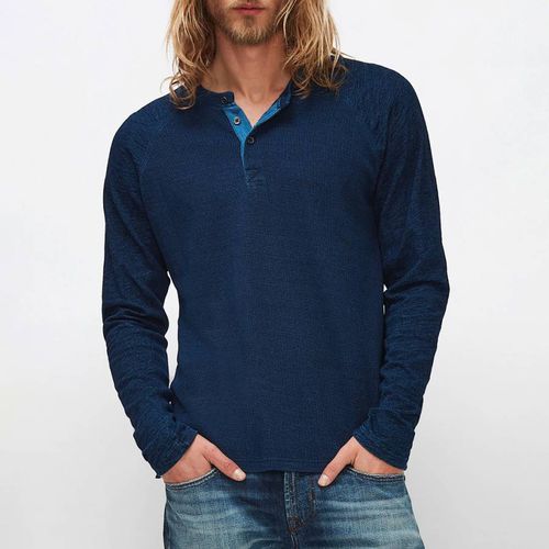 Dark Blue Henley Cotton Blend Top - 7 For All Mankind - Modalova