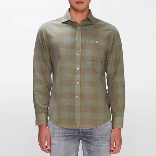 Green Check Cotton Overshirt - 7 For All Mankind - Modalova