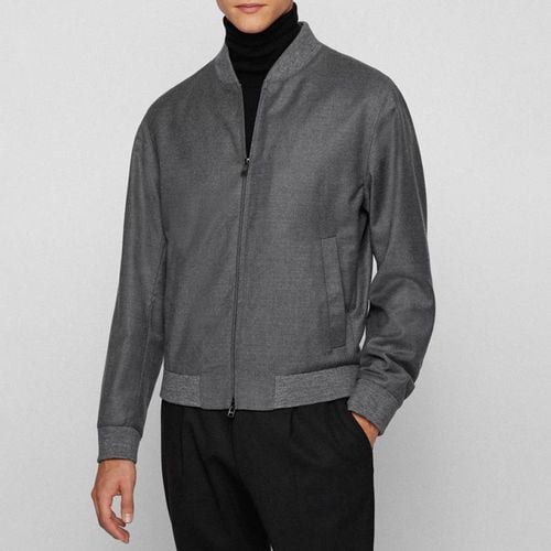 Grey Hanry Wool Blend Bomber Jacket - BOSS - Modalova