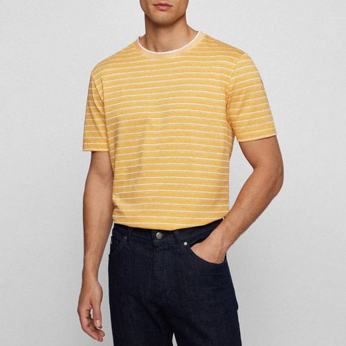 Tiburt Stripe Cotton Blend T-Shirt - BOSS - Modalova