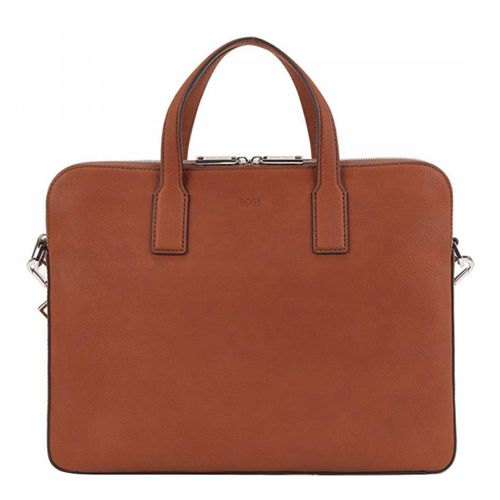 Tan Crosstown Leather Briefcase - BOSS - Modalova