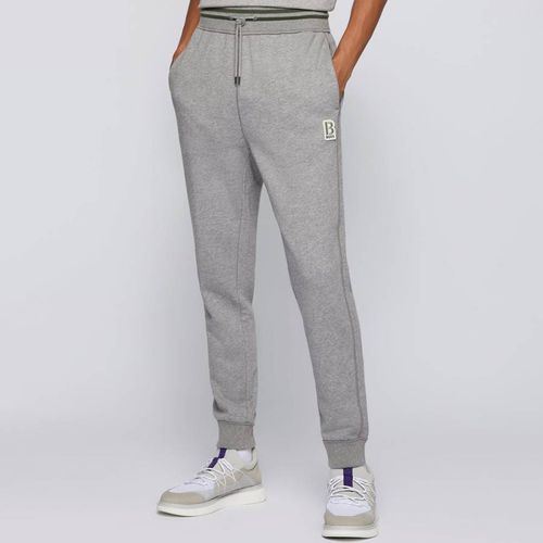 Grey Semix Patch Logo Cotton Joggers - BOSS - Modalova