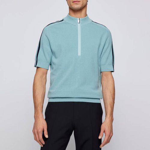 Erocco Half Zip Cotton Polo Shirt - BOSS - Modalova
