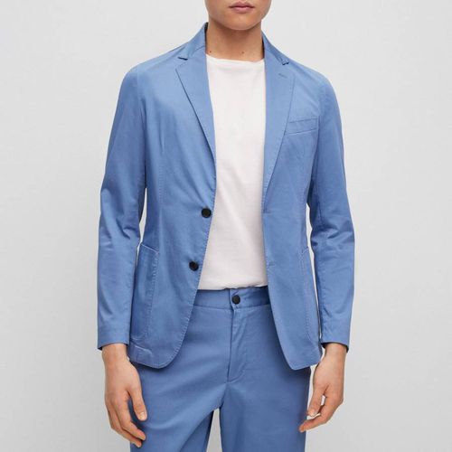 Blue Hanry Cotton Blend Blazer - BOSS - Modalova