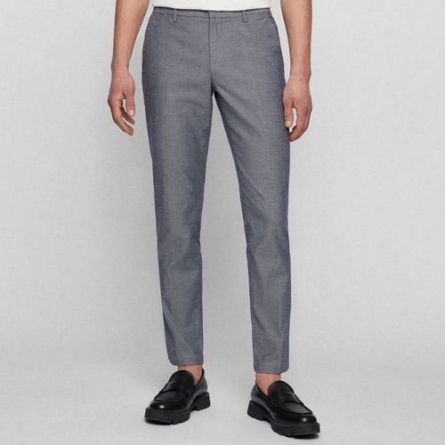 Mid Grey Kaito Slim Fit Cotton Blend Trousers - BOSS - Modalova