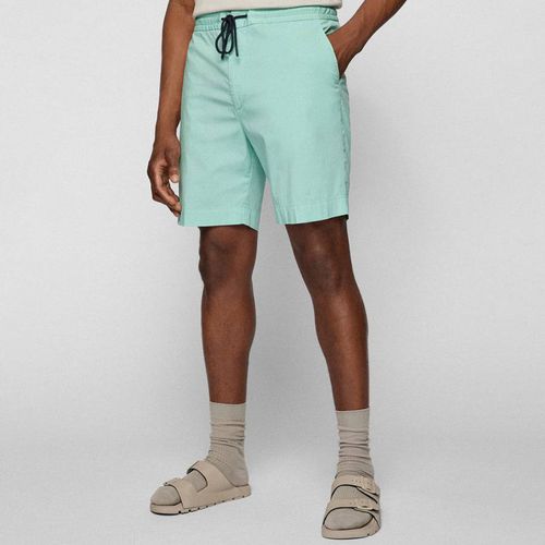 Turquoise Banks Cotton Blend Shorts - BOSS - Modalova