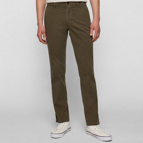 Khaki Schino Slim Cotton Blend Trousers - BOSS - Modalova