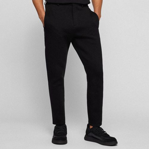 Black Halboa Cotton Blend Trousers - BOSS - Modalova