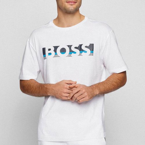 White Printed Chest Logo Cotton T-Shirt - BOSS - Modalova