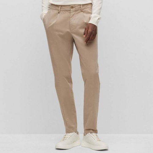 Beige Kane Cotton Blend Trousers - BOSS - Modalova