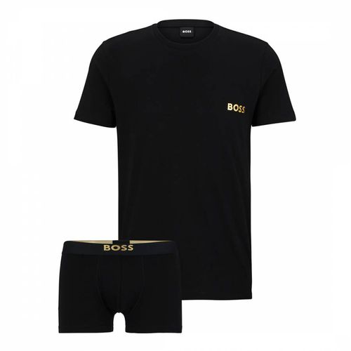 Black Cotton T-Shirt and Trunk Set - BOSS - Modalova