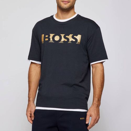 Printed Chest Logo Cotton T-Shirt - BOSS - Modalova