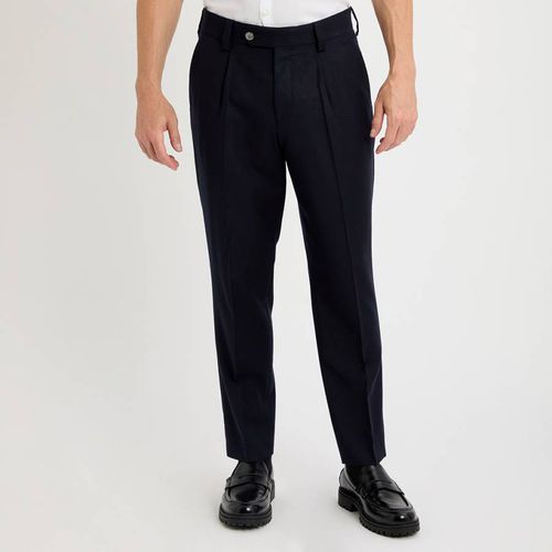 Navy Perin Pleated Trousers - BOSS - Modalova