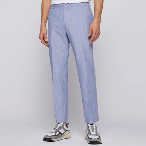 Pale Blue Genius Wool Blend Trousers - BOSS - Modalova