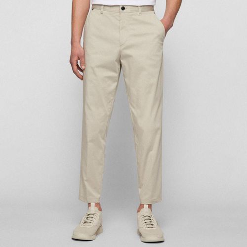 Sand Perin Relaxed Cotton Blend Trousers - BOSS - Modalova