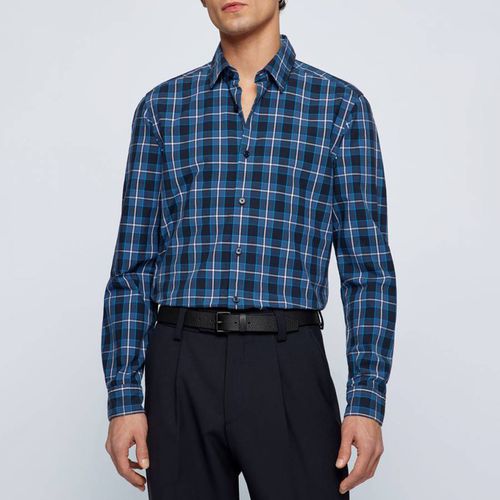 Blue Lukas Check Cotton Shirt - BOSS - Modalova