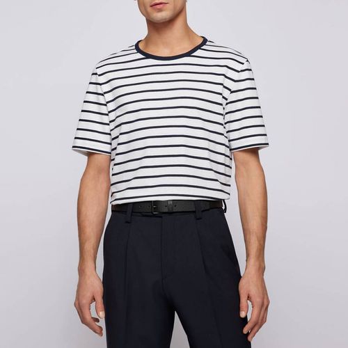 Tiburt Striped Linen Blend T-Shirt - BOSS - Modalova