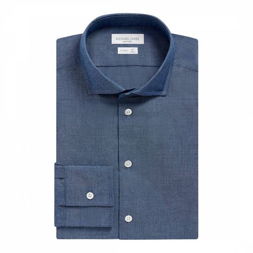 Blue Cotton Regular Fit Shirt - Richard James Savile Row - Modalova