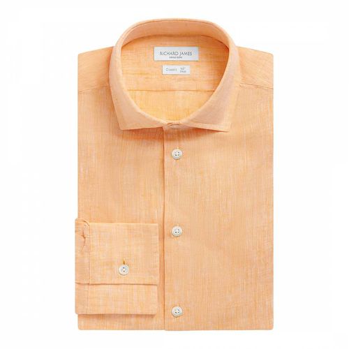 Peach Linen Regular Fit Shirt - Richard James Savile Row - Modalova