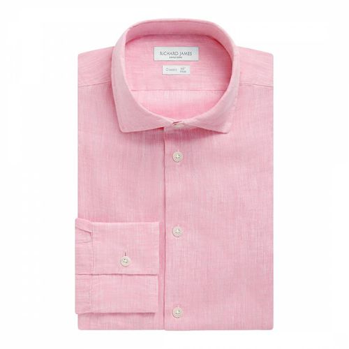 Pink Linen Regular Fit Shirt - Richard James Savile Row - Modalova