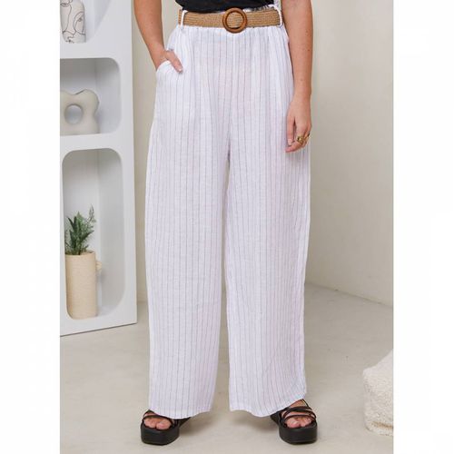 White Stripe Linen Trousers - LE MONDE DU LIN - Modalova