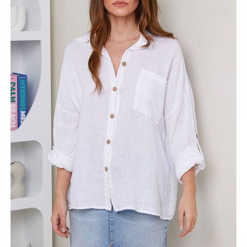 White Linen Pocket Shirt - LE MONDE DU LIN - Modalova