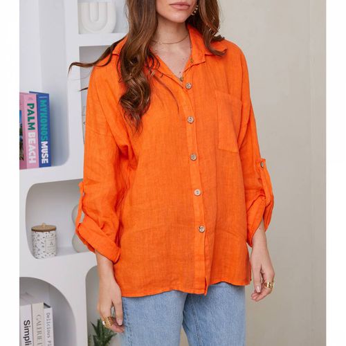 Orange Linen Pocket Shirt - LE MONDE DU LIN - Modalova