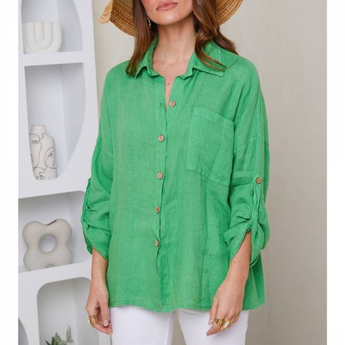 Green Pocket Linen Shirt - LE MONDE DU LIN - Modalova