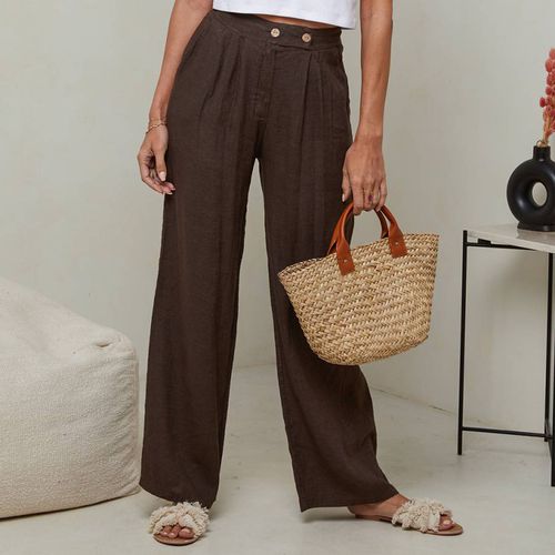 Brown Linen Trousers - LE MONDE DU LIN - Modalova