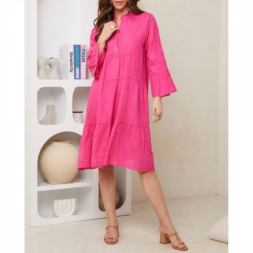 Pink Tiered Linen Dress - LE MONDE DU LIN - Modalova