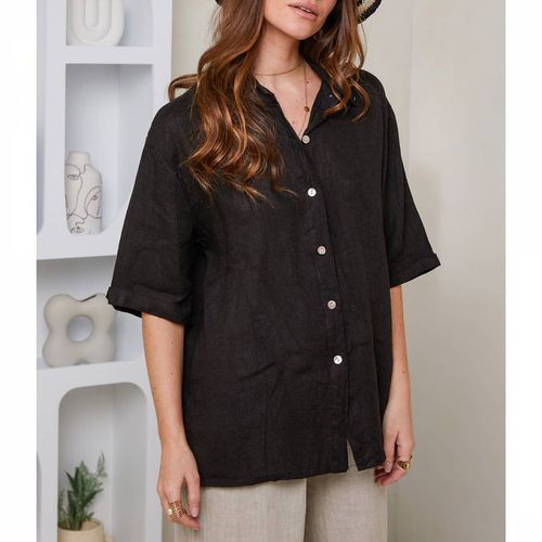 Black Oversized Linen Shirt - LE MONDE DU LIN - Modalova