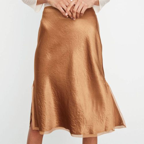 Bronze Chiffon Trim Slip Skirt - Vince - Modalova