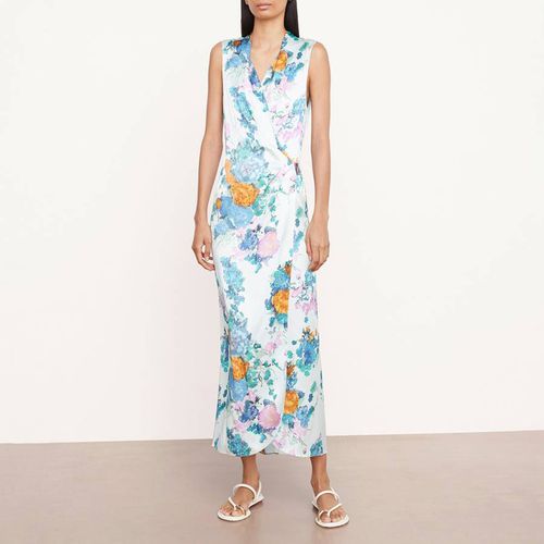 Blue Painted Bouquet Wrap Dress - Vince - Modalova