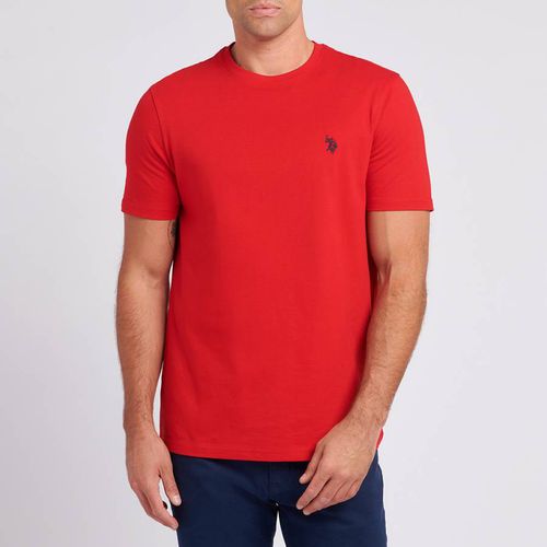 Red Crew Neck Cotton T-Shirt - U.S. Polo Assn. - Modalova