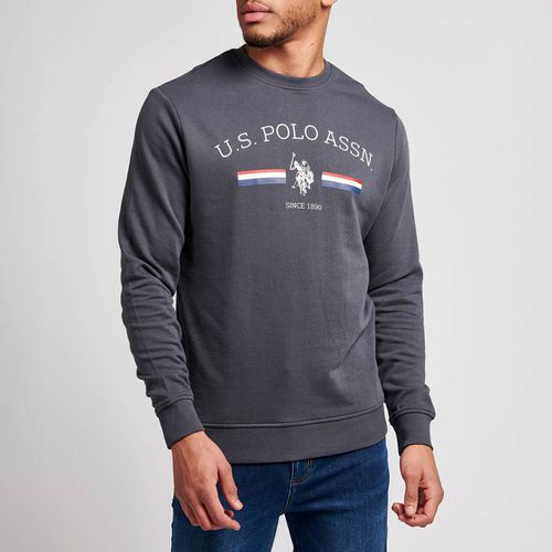 Charcoal Printed Logo Cotton Blend Sweatshirt - U.S. Polo Assn. - Modalova